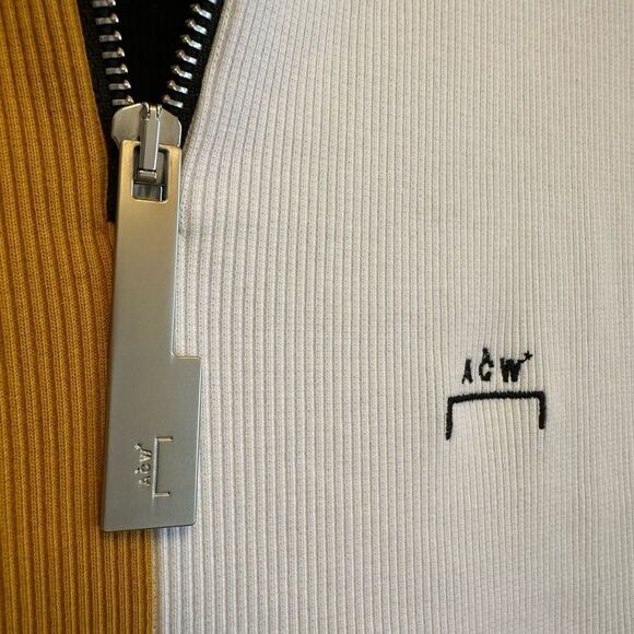 A-COLD-WALL Ribbed Colorblock Zip Collar Midi Slit Black Asymmetrical Bodycon Dr - Picture 5 of 11